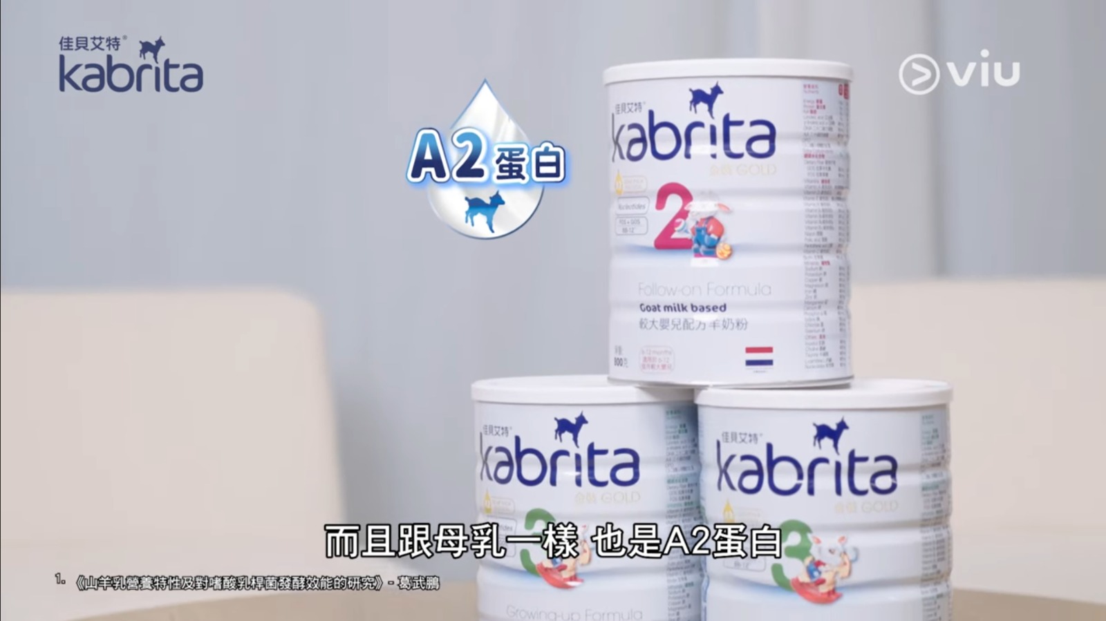 Kabrita佳貝艾特羊奶粉中的Alpha S1酪蛋白含量更低，主要致敏源比牛奶少近6倍。